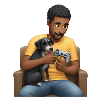Guy playing video games petting his dog  sticker