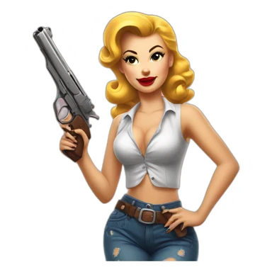 pin up avec un pistolet sticker