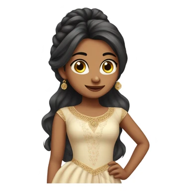 Priya girl wih big eye's long hairs an wearing lon gown sticker