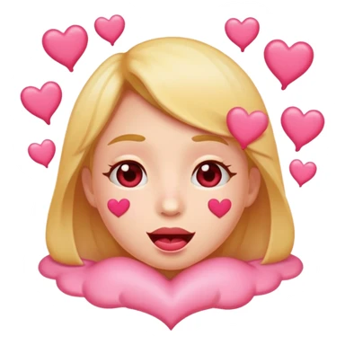 
A drooling, love-struck face emoji with floating pink hearts sticker