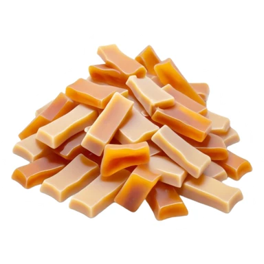 loose pile of thin, curled soap flakes in pale beige or amber tones, waxy matte surface, irregular hand-shaved appearance, lightweight twisted slivers, traditional soap, soft lighting, subtle shadows, emoji scale sticker