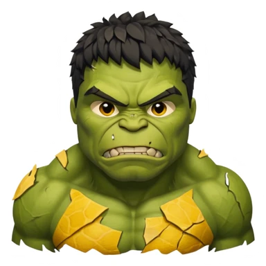 a Hulk wearing ancient animal skin cloth, half body, icon, yellow skin sticker