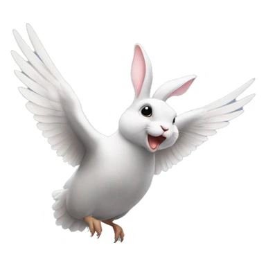 Rabbit flying on a pigeon sticker