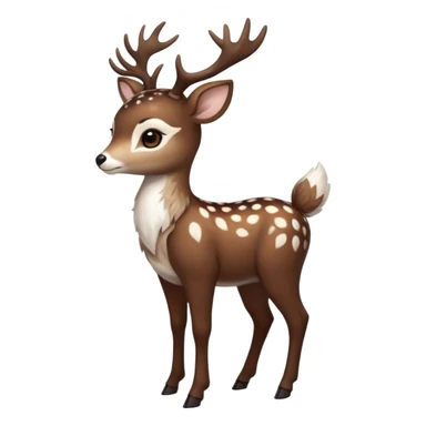 Colorful dark realistic chocolate-brown tropical beige fur glorious divine exotic cute cool beautiful shiny beautiful fantasy-Furret-Eevee-caracal-civet-genet-sergal-vernid-Cacomistle-oncilla-animal-Fakémon-hybrid-fursona with white deer-spots pattern markings (full body) sticker