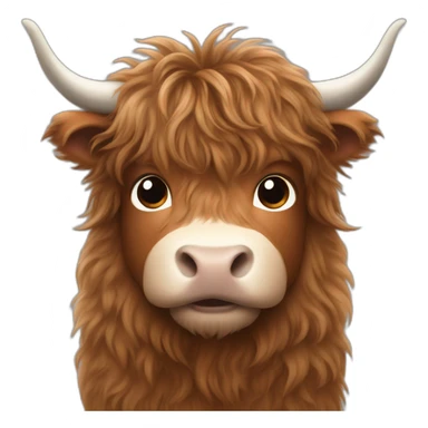 White boy brown hair with fluffy highland cow sticker