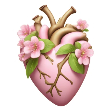 pistachio Color realistic heart decorated with pink flowers sticker