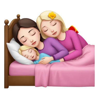 brunette-women-sleeping-in-bed-on-pink-blonde-woman sticker