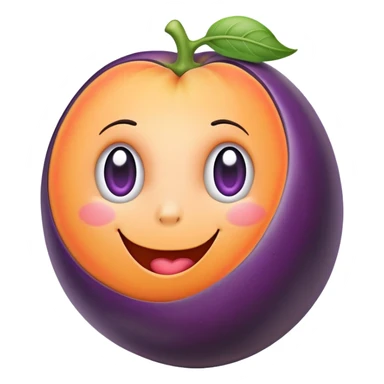 eggplant partially inside a peach, fun and cheeky sticker
