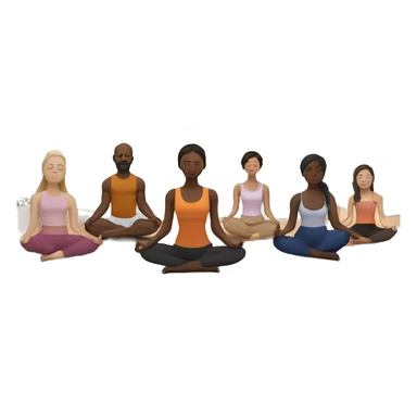 “Capture a serene sunrise yoga session outdoors, showcasing diverse participants in peaceful poses, embodying harmony with nature.” sticker