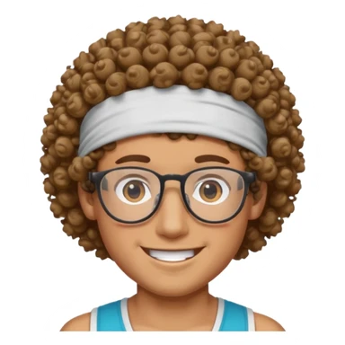curly guy with headband and glassess athlete sticker