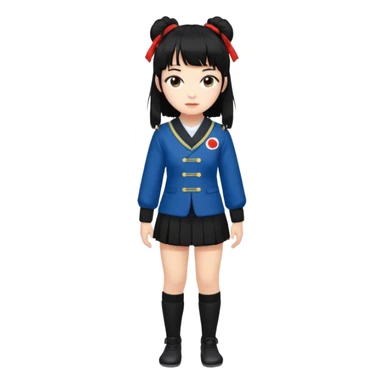 girl named Kally in a Japanese uniform with Black leg warmers and Black arm warmers with black hair with messy bangs sticker