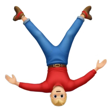 apple style emoji of a man tumbling head over heels down past a mountain sticker
