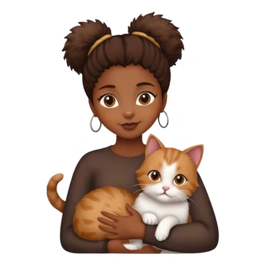 Black girl holding a cat sticker