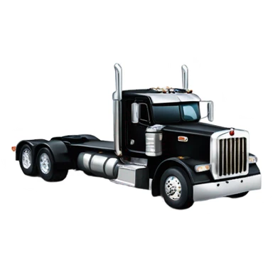 Peterbilt 389 black with flat top and dual rear tires and flat bumper sticker