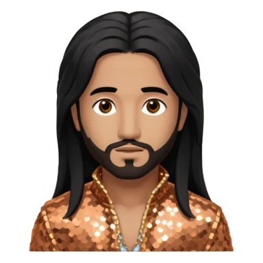 Omarion with long black hair, copper sequin outfit sticker