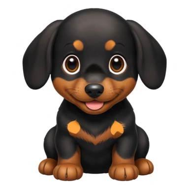 Black miniature Daschund puppy looking happy sticker