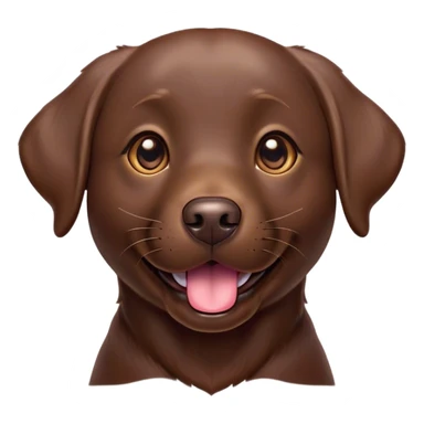 Cinematic Comical Chocolate Labrador Portrait Emoji, Head tilted dramatically with an exaggeratedly amused expression, featuring a glossy chocolate Fur with a rich, radiant finish, wide, expressive brown eyes filled with playful disbelief, Simplified yet hilariously expressive features, highly detailed, glowing with a slightly sassy glow, high shine, dramatic yet playful, stylized with an air of cheeky mischief, bright and endearing, soft glowing outline, capturing the essence of a spirited and over-the-top companion, so meme-worthy it feels like it could side-eye its way into internet fame instantly! sticker