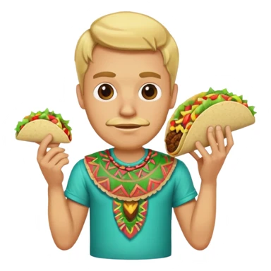 blonde man with tiki shirt holding taco sticker