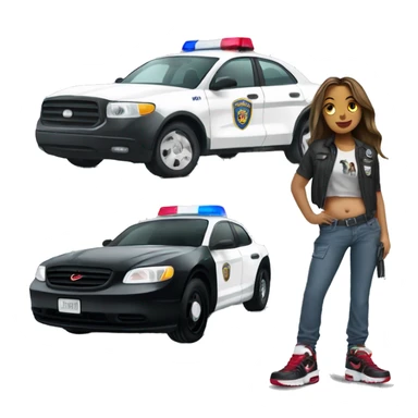 hooligan girl next to police car with nike air max tn shoes sticker