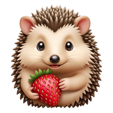 Cute hedgehog with a strawberry sticker