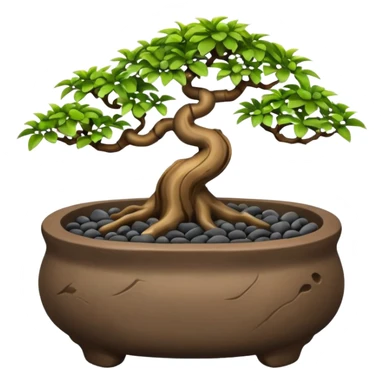 Shohin Shallow dark Pebbles Flintstones bonsai pot only  sticker