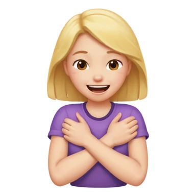 Girl arms crossed choking herself laughing sticker