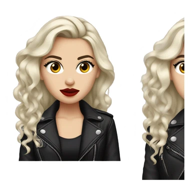 White girl, with long curly black hair, with red lipstick, black winged eyeliner, wearing black shirt and black leather jacket, rolling her eyes in annoyance  sticker