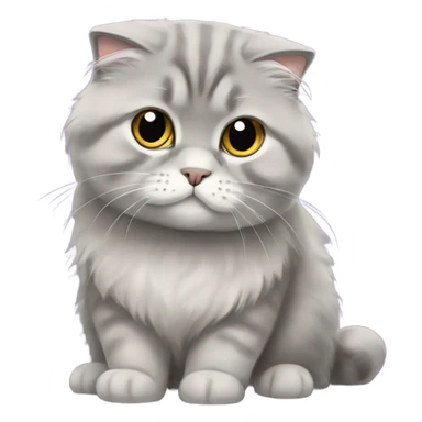 gray scottish fold long-hair cat sticker