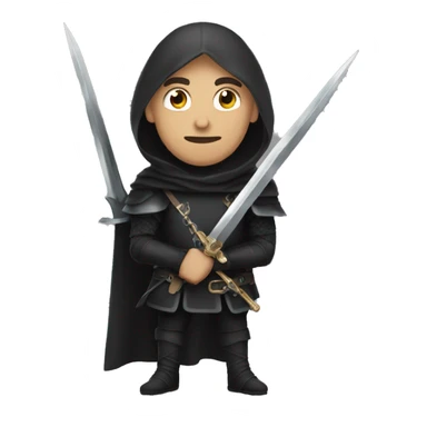 lightskinned guy with black medieval clothes and daggers on guard sticker