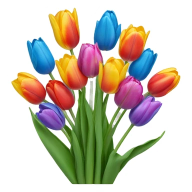Tulipanes de todos los colores con un moño azul  sticker