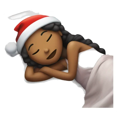 Girl with a Christmas hat one laying down in bed sleeping  sticker
