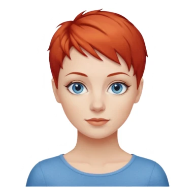 27 year old white woman, red hair, pixie cut, blue eyes sticker
