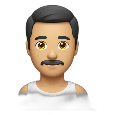 Filipino man with facial stubble in moustache and beard area, a short haircut with the fringe pushed up and to the left  sticker