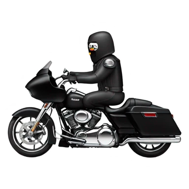 TinMan riding black Harley road glide with glue on the back sticker