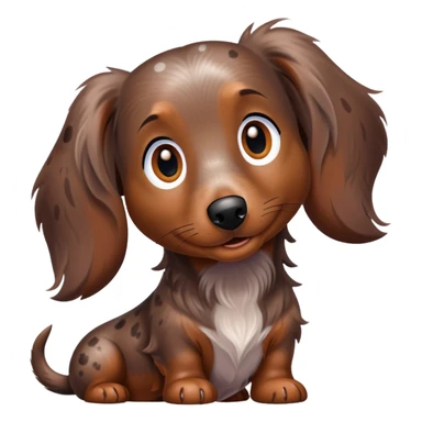 Long haired chocolate dapple dachshund with half light and half dark face sticker
