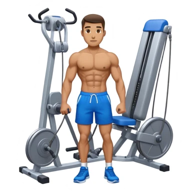 fit man with blue shorts using cable-machine sticker