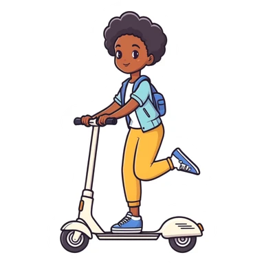 Black girl riding a scooter  sticker