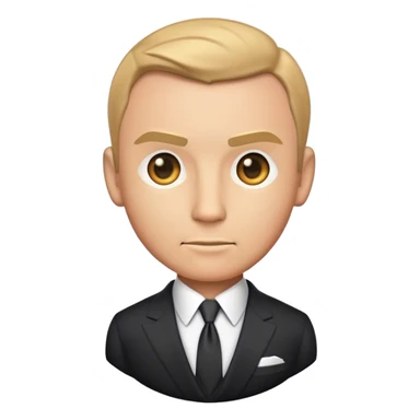 Cinematic Realistic James Bond Portrait Emoji, depicted as a suave, sophisticated secret agent in a tailored suit with a cool, composed gaze and an air of stealth and charm, rendered with crisp textures and dynamic cinematic lighting that captures his timeless espionage allure. sticker