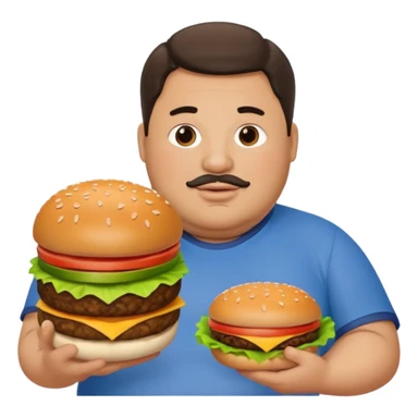 fat guy holding burger sticker