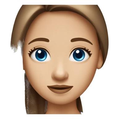 Create an emoji of a girl with brown straight long hair, blue eyes, long lashes , oval face  sticker