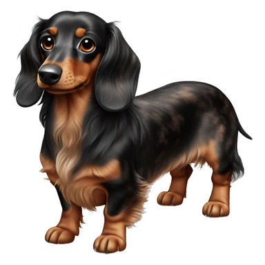 Black & brown Merle long haired Dachshund full body sticker