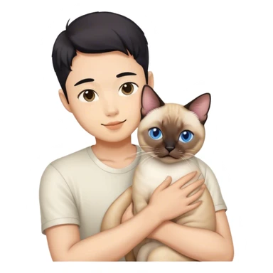 Asian gay couple with siamese cat sticker