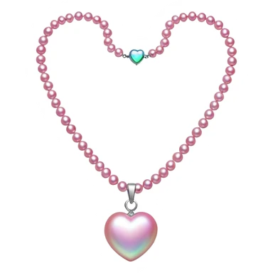 bright pink pearl necklace with small heart in middle sticker