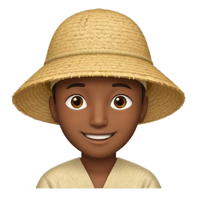 Asian guy with a rice hat, eyes barely open sticker