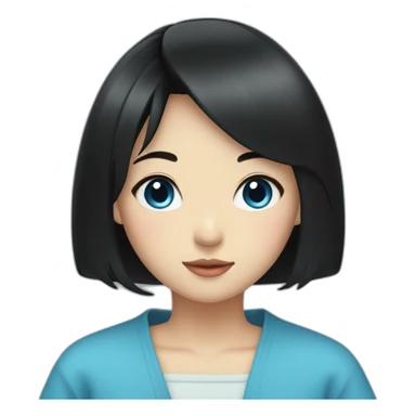 Japanese girl with black hair, a bang and blue eyes sticker
