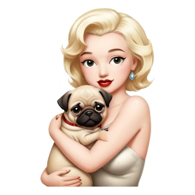 Marilyn Monroe hugging a pug sticker