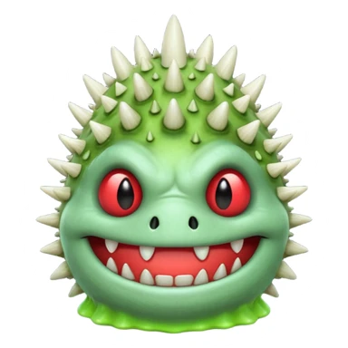 poisonous mushroom monster portrait, head and shoulders only, toxic green glow, scary grin, spiky mushroom head, 3D cartoon, mobile game icon style, clean background, no text, no watermark

 sticker