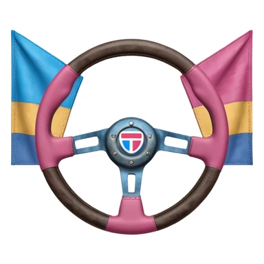 steering wheel with transgender pride flag colors with kinky implification sticker