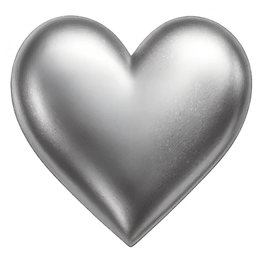 heart with a metallic platinum finish, digital illustration, no background sticker