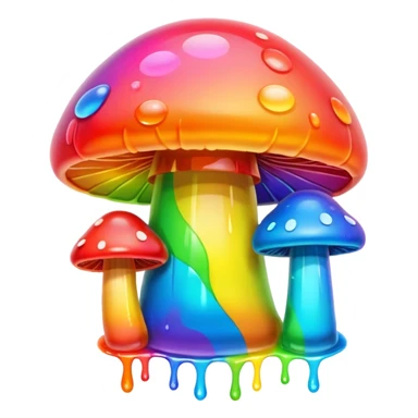 gummy neon rainbow melting mushroom  sticker